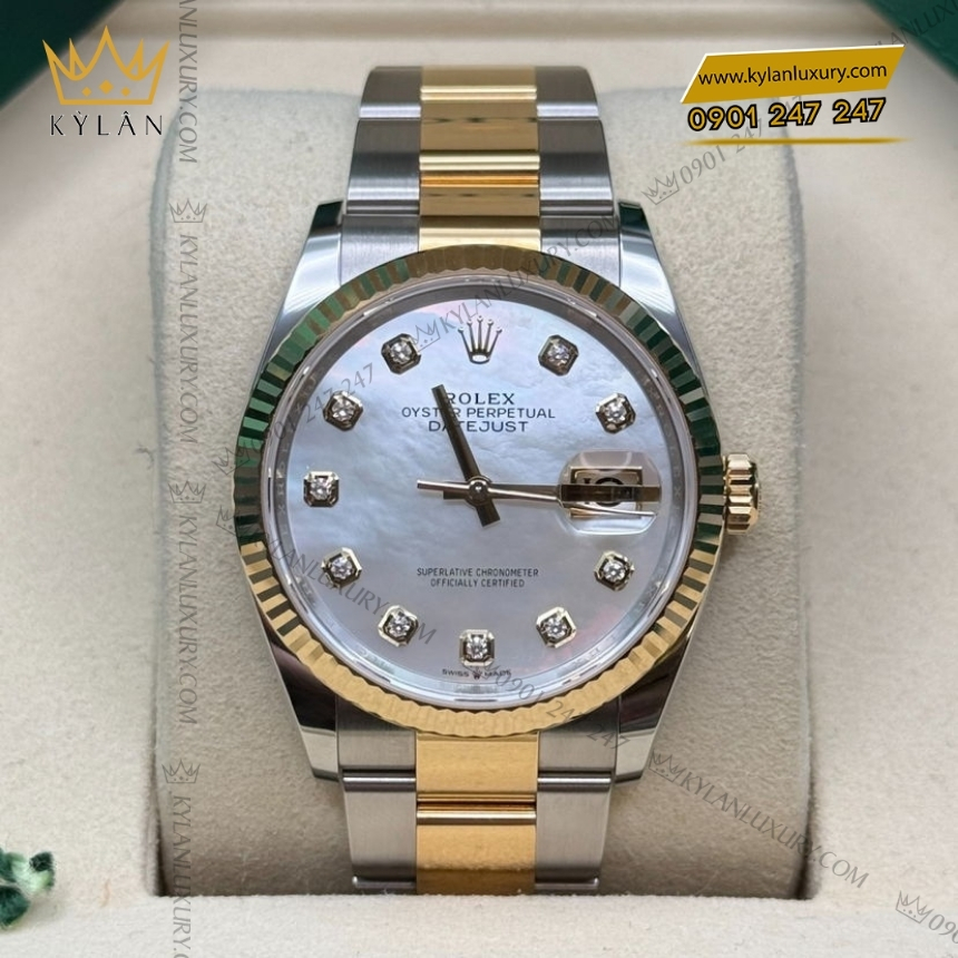 Kỳ Lân Luxury rolex datejust 36 126233 0024 demi xa cu 5 Đồng hồ Rolex Datejust 36 demi xà cừ dây oyster 126233-0024