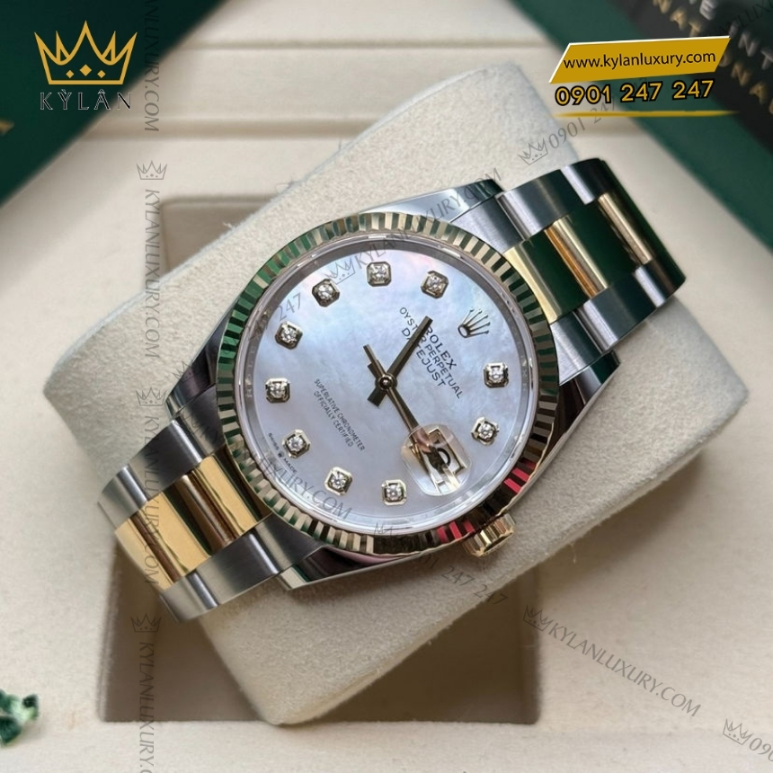 Kỳ Lân Luxury rolex datejust 36 126233 0024 demi xa cu 6 Đồng hồ Rolex Datejust 36 demi xà cừ dây oyster 126233-0024