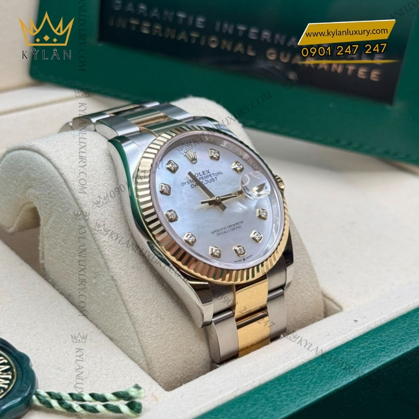 Kỳ Lân Luxury rolex datejust 36 126233 0024 demi xa cu 7 Đồng hồ Rolex Datejust 36 demi xà cừ dây oyster 126233-0024