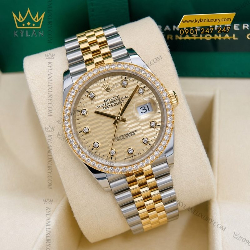 Đồng hồ Rolex Datejust 36 mặt xếp gạch kim cương 126283RBR-0031