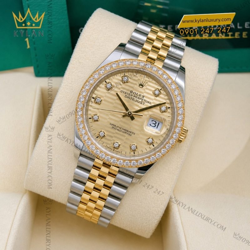 Đồng hồ Rolex Datejust 36 mặt xếp gạch kim cương 126283RBR-0031