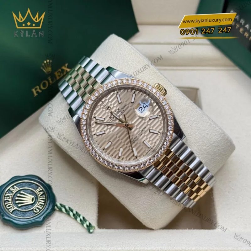 Đồng hồ Rolex Datejust 36 mặt xếp gạch champagne 126283RBR