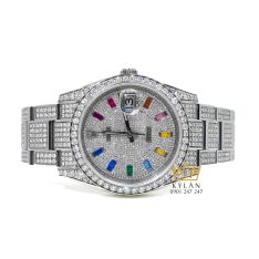 Đồng hồ Rolex Datejust 36 custom kim cương cọc rainbow
