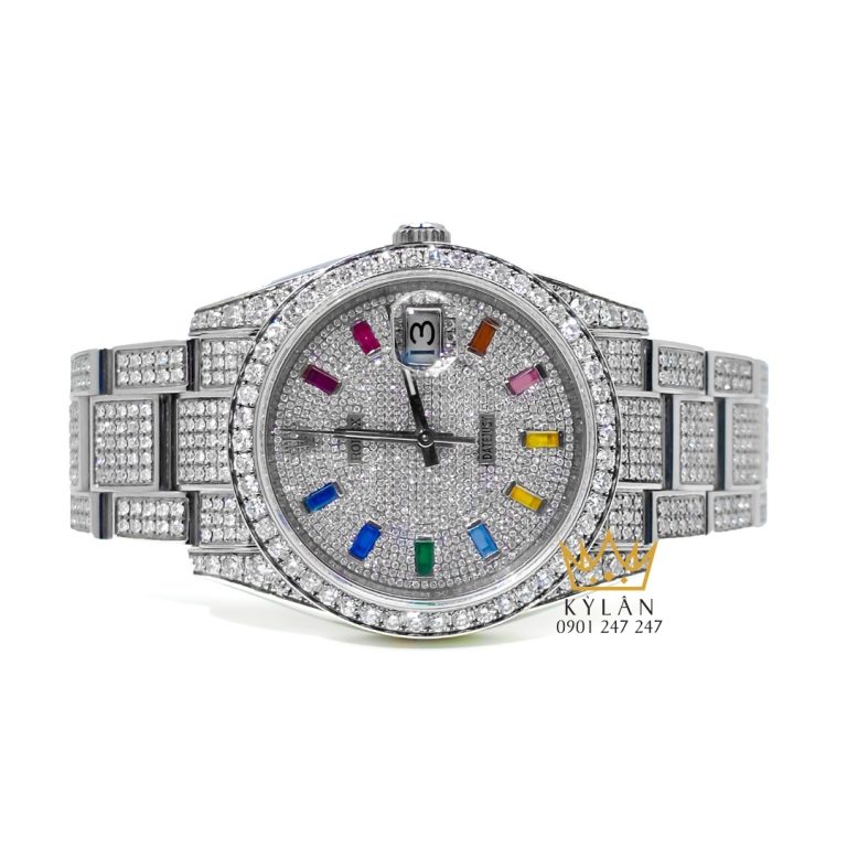 Đồng hồ Rolex Datejust 36 custom kim cương cọc rainbow
