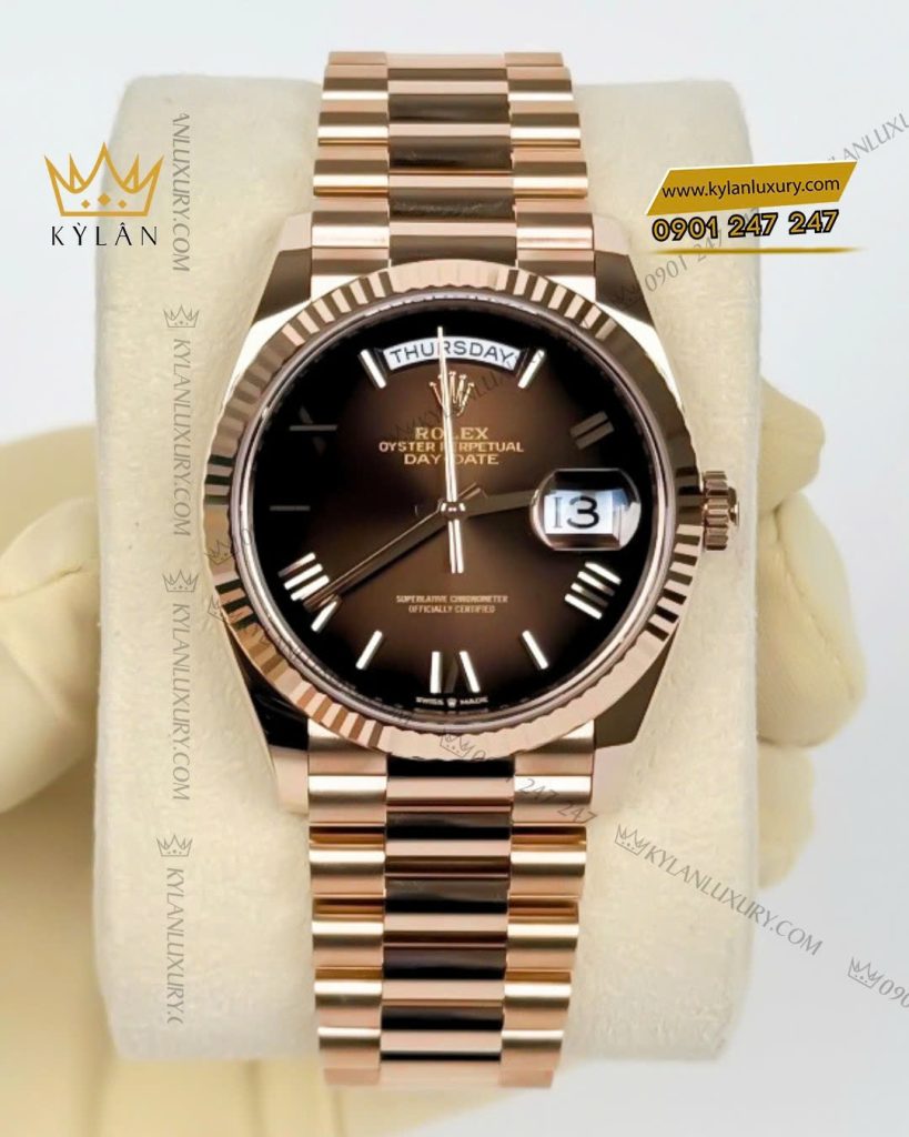 Kỳ Lân Luxury rolex day date 36 128235 0075 nau ombre 2 Đồng hồ Rolex Day Date 36 nâu ombré cọc La Mã 128235-0075