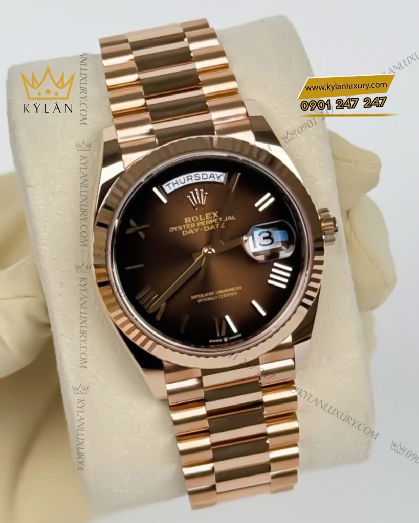 Kỳ Lân Luxury rolex day date 36 128235 0075 nau ombre 3 Đồng hồ Rolex Day Date 36 nâu ombré cọc La Mã 128235-0075
