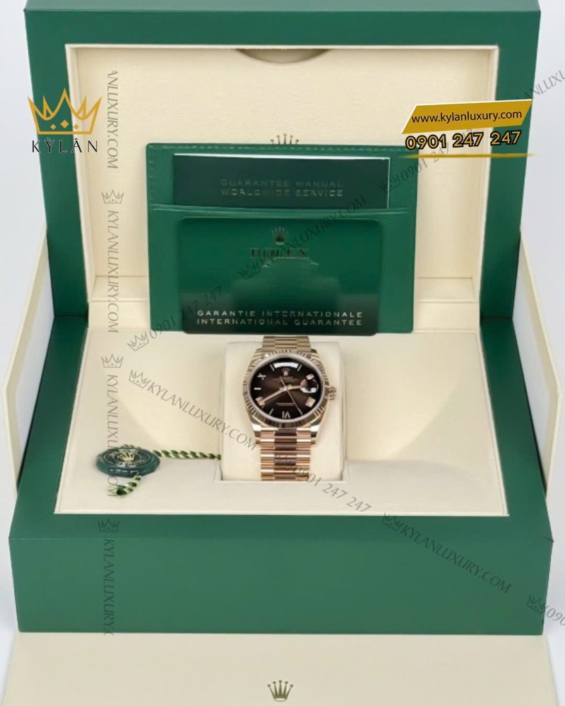 Đồng hồ Rolex Day Date 36 nâu ombré cọc La Mã 128235-0075