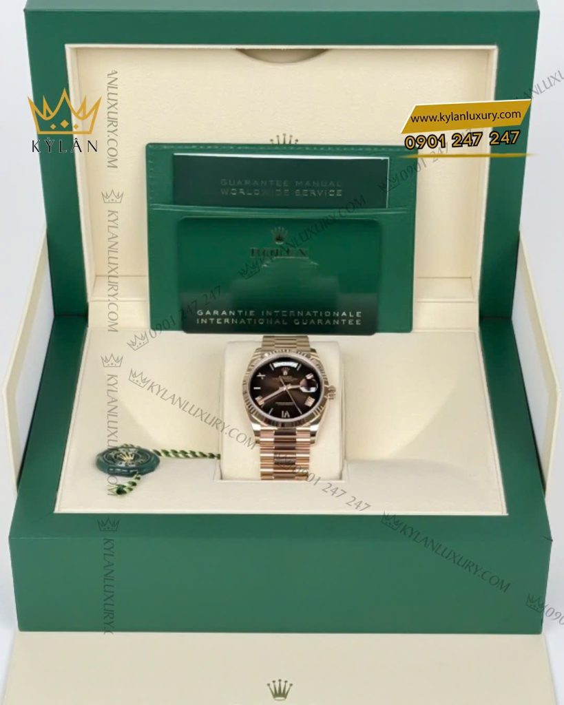 Kỳ Lân Luxury rolex day date 36 128235 0075 nau ombre 4 Đồng hồ Rolex Day Date 36 nâu ombré cọc La Mã 128235-0075