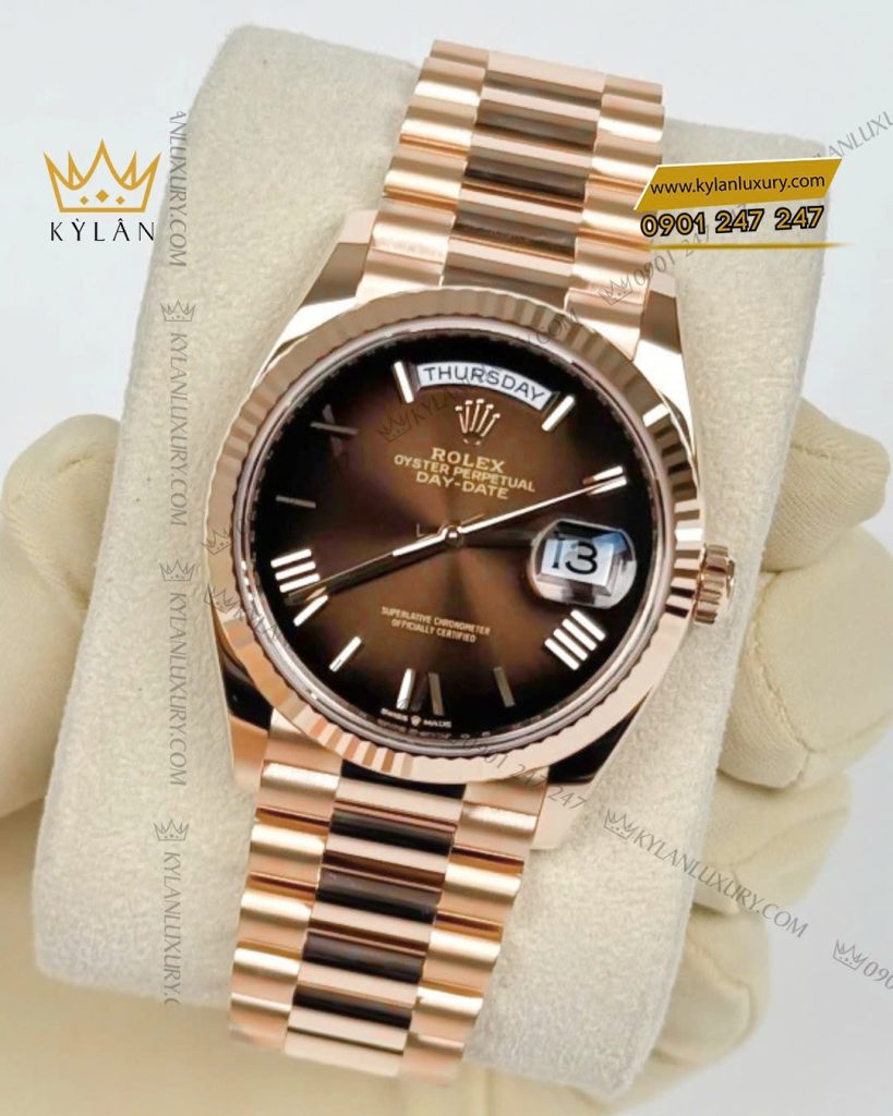 Kỳ Lân Luxury rolex day date 36 128235 0075 nau ombre 5 Đồng hồ Rolex Day Date 36 nâu ombré cọc La Mã 128235-0075