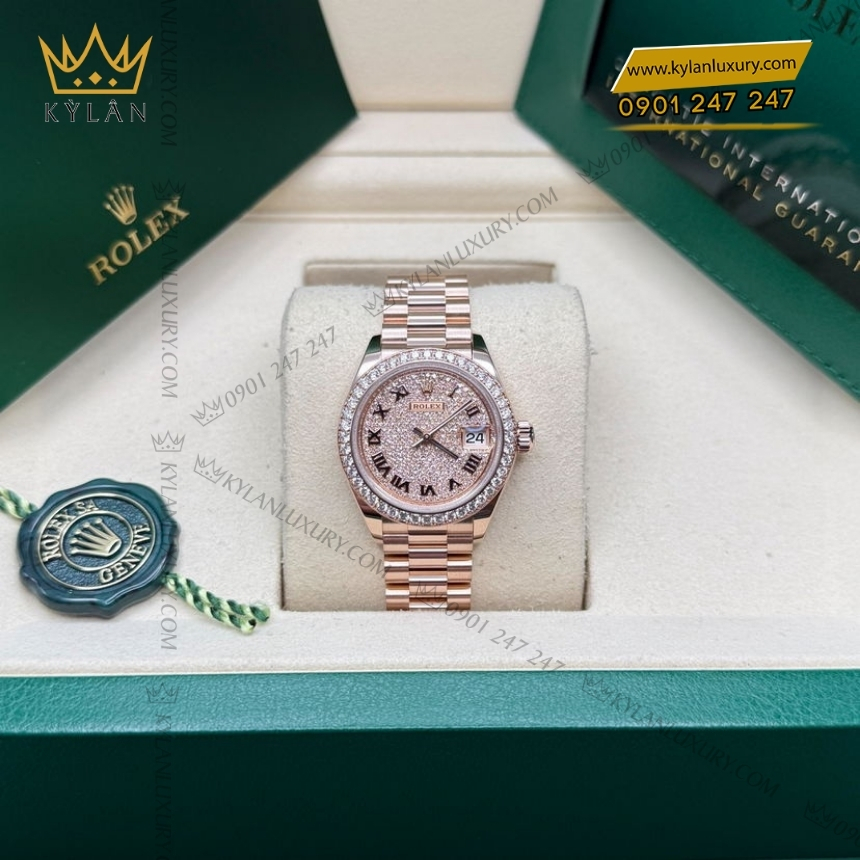 Kỳ Lân Luxury rolex lady datejust 279135rbr 0021 mat kim cuong 2 Đồng hồ Rolex Lady Datejust mặt kim cương 279135RBR-0021