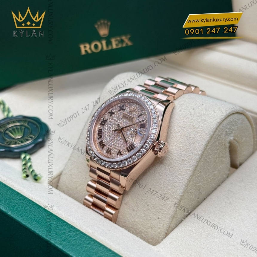 Kỳ Lân Luxury rolex lady datejust 279135rbr 0021 mat kim cuong 4 Đồng hồ Rolex Lady Datejust mặt kim cương 279135RBR-0021