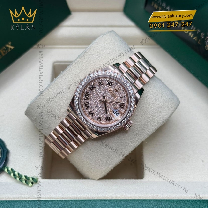 Kỳ Lân Luxury rolex lady datejust 279135rbr 0021 mat kim cuong 5 Đồng hồ Rolex Lady Datejust mặt kim cương 279135RBR-0021