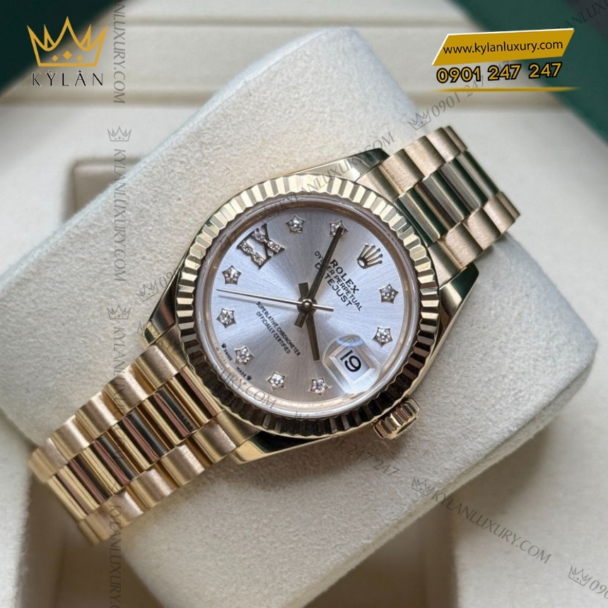 Kỳ Lân Luxury rolex lady datejust 279178 0002 mat bac coc kim sao 2 Đồng hồ Rolex Lady Datejust mặt bạc cọc kim sao 279178-0002