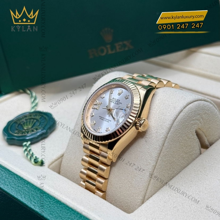 Kỳ Lân Luxury rolex lady datejust 279178 0002 mat bac coc kim sao 5 Đồng hồ Rolex Lady Datejust mặt bạc cọc kim sao 279178-0002