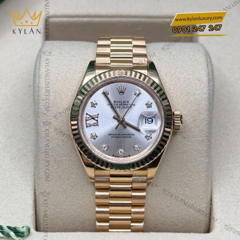 Đồng hồ Rolex Lady Datejust mặt bạc cọc kim sao 279178-0002