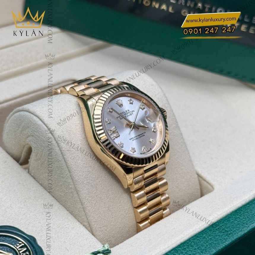 Kỳ Lân Luxury rolex lady datejust 279178 0002 mat bac coc kim sao 7 Đồng hồ Rolex Lady Datejust mặt bạc cọc kim sao 279178-0002