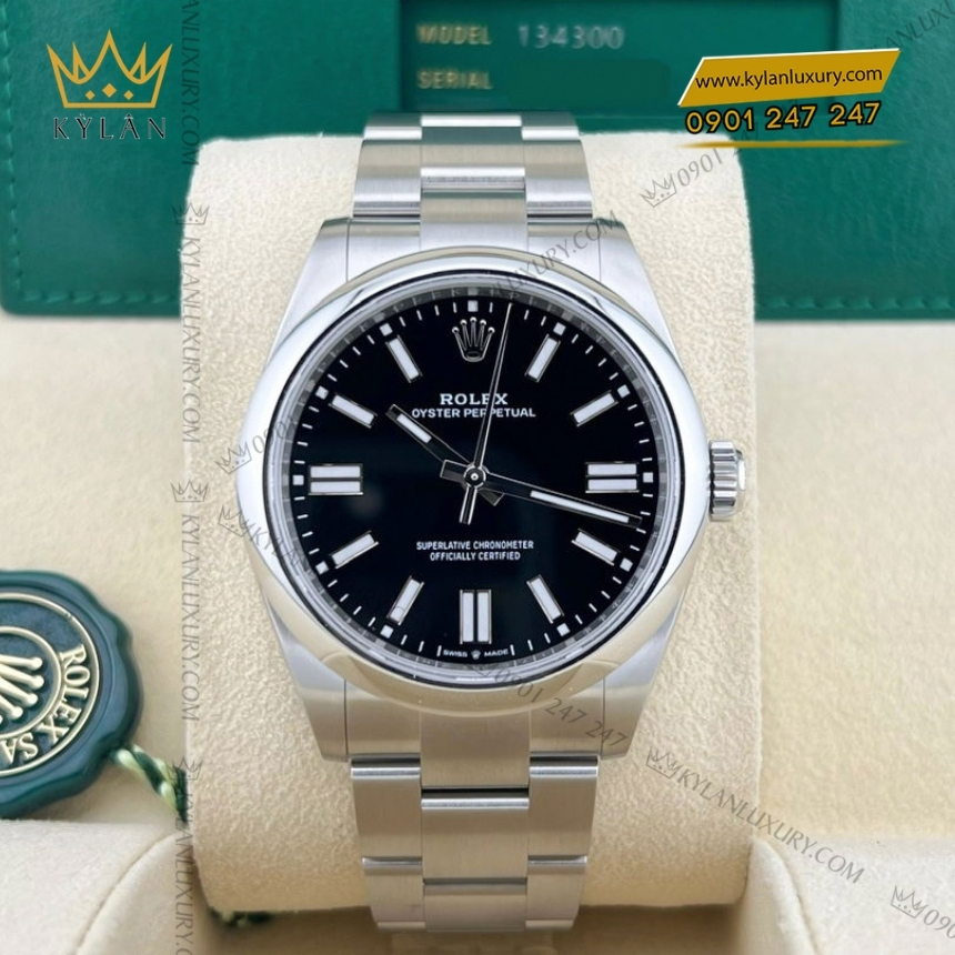 Kỳ Lân Luxury rolex oyster perpetual 41 134300 0008 7 Đồng hồ Rolex Oyster Perpetual 41 mặt số đen 134300-0008