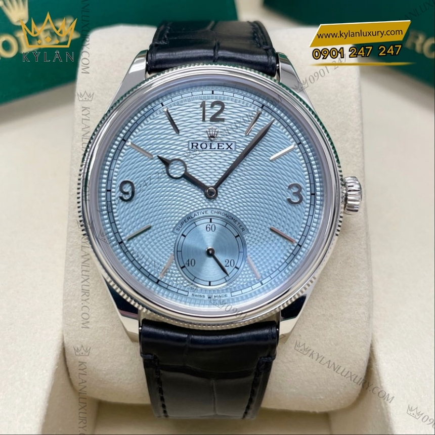 Kỳ Lân Luxury rolex perpetual 1908 52506 0003 ice blue 3 Đồng hồ Rolex Perpetual 1908 mặt số xanh băng 52506-0003