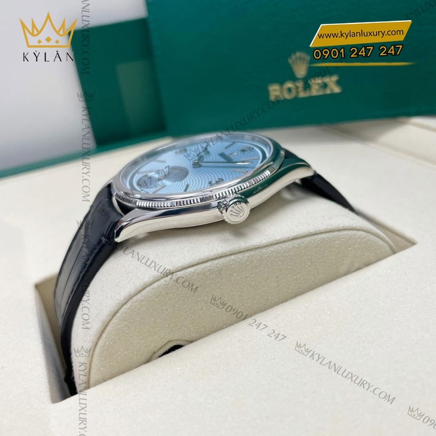 Kỳ Lân Luxury rolex perpetual 1908 52506 0003 ice blue 4 Đồng hồ Rolex Perpetual 1908 mặt số xanh băng 52506-0003
