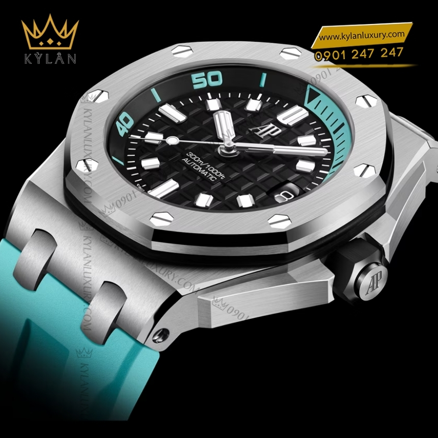 Kỳ Lân Luxury royal oak offshore diver turquoise 42mm 4 Đồng hồ Royal Oak Offshore Diver turquoise 42mm