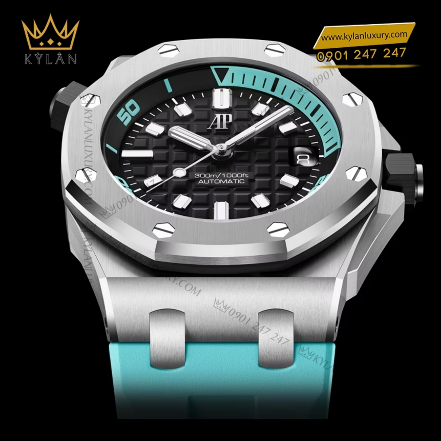 Kỳ Lân Luxury royal oak offshore diver turquoise 42mm 6 Đồng hồ Royal Oak Offshore Diver turquoise 42mm