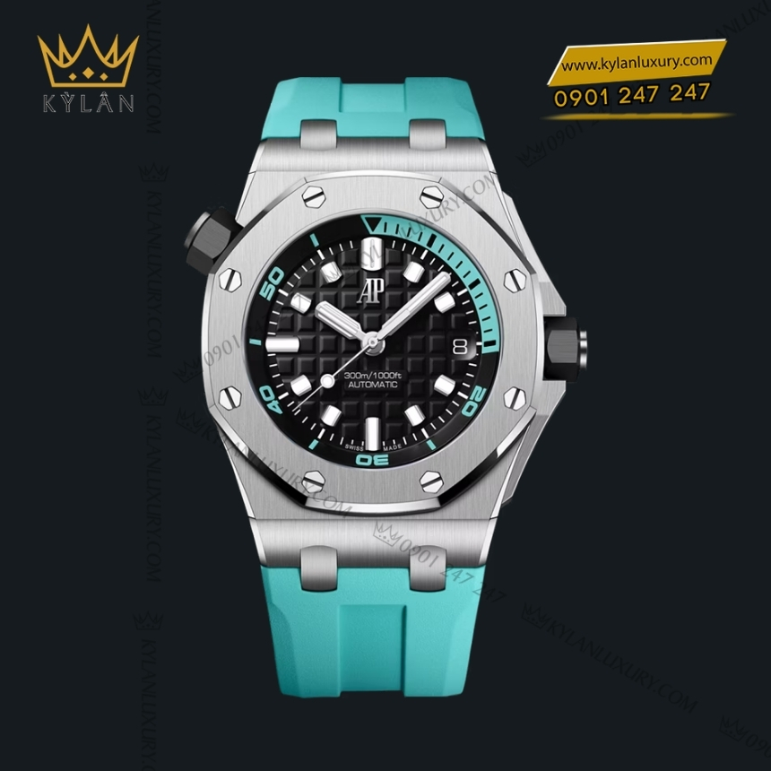 Kỳ Lân Luxury royal oak offshore diver turquoise 42mm 7 Đồng hồ Royal Oak Offshore Diver turquoise 42mm