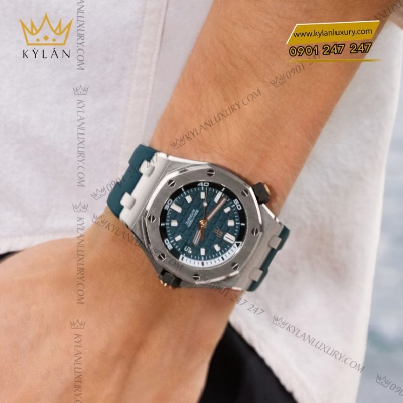 Đồng hồ Royal Oak Offshore Diver xanh dương phối vàng hồng 42mm