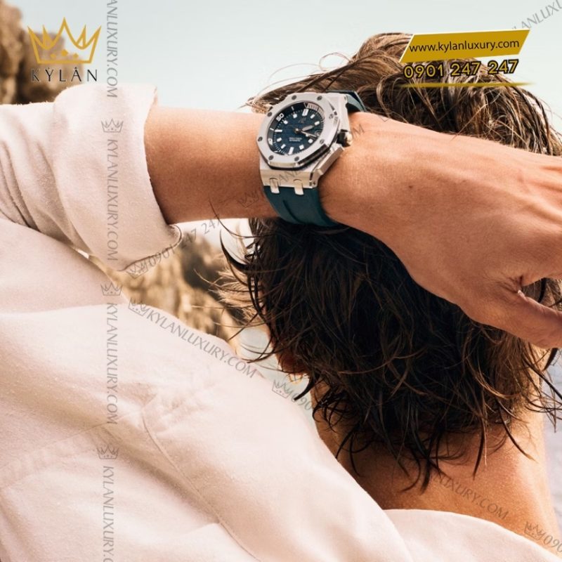 Đồng hồ Royal Oak Offshore Diver xanh dương phối vàng hồng 42mm