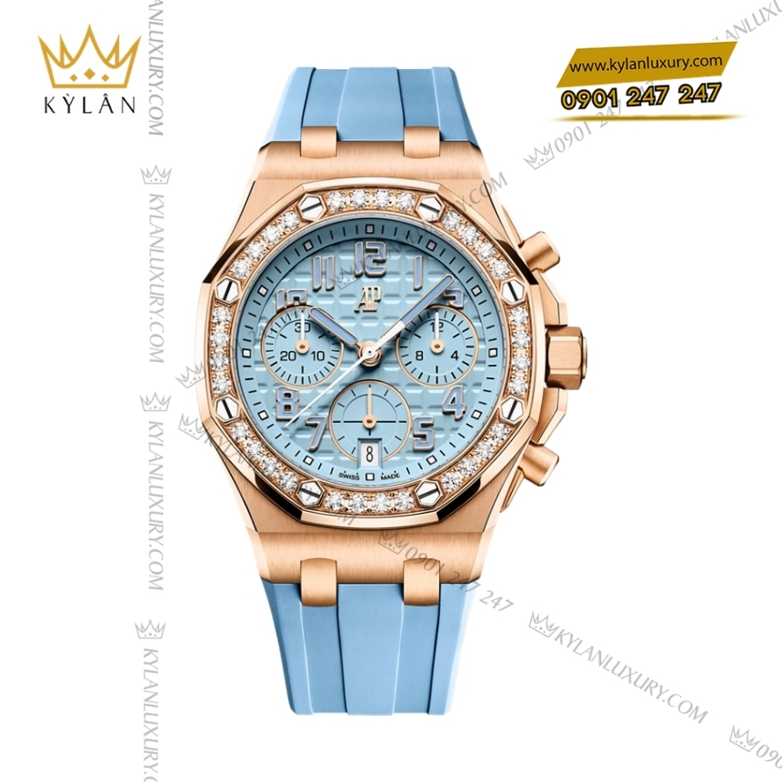Kỳ Lân Luxury royal oak offshore light blue 37mm 2 Đồng hồ Royal Oak Offshore xanh light blue 37mm