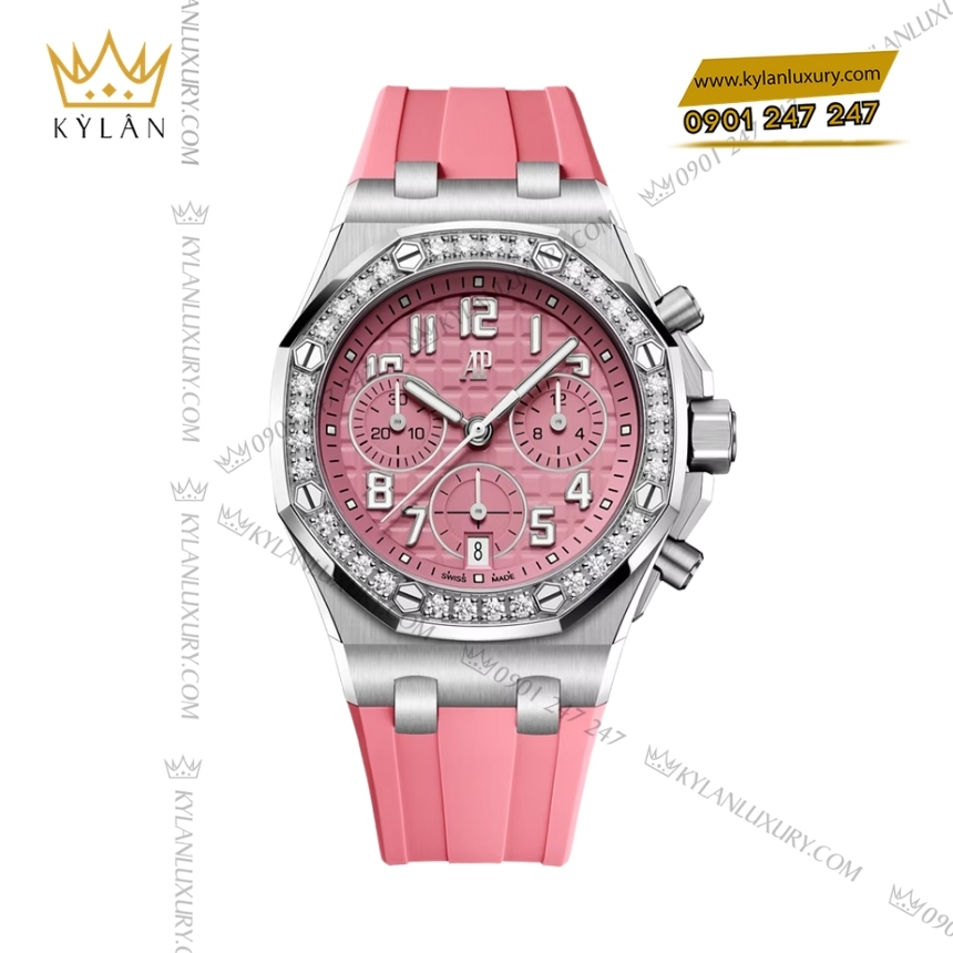 Kỳ Lân Luxury royal oak offshore mat so hong 37mm 5 Đồng hồ Royal Oak Offshore mặt số hồng 37mm