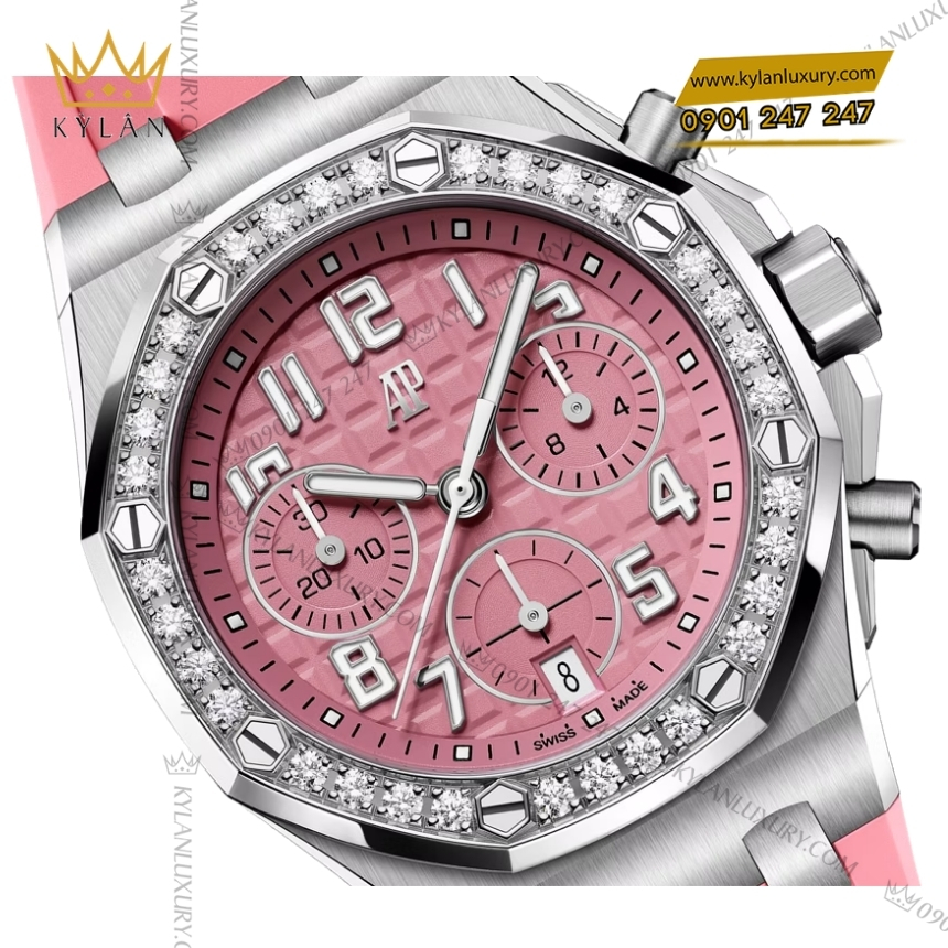 Kỳ Lân Luxury royal oak offshore mat so hong 37mm 7 Đồng hồ Royal Oak Offshore mặt số hồng 37mm