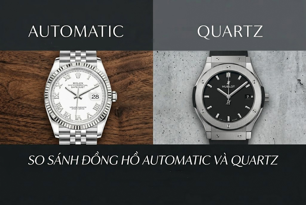 So sánh đồng hồ Automatic và Quartz - Lựa chọn nào dành cho quý khách? 2 Quartz đại diện cho sự chính xác, tiện lợi hiện đại; còn Automatic lại là biểu tượng của nghệ thuật cơ khí.