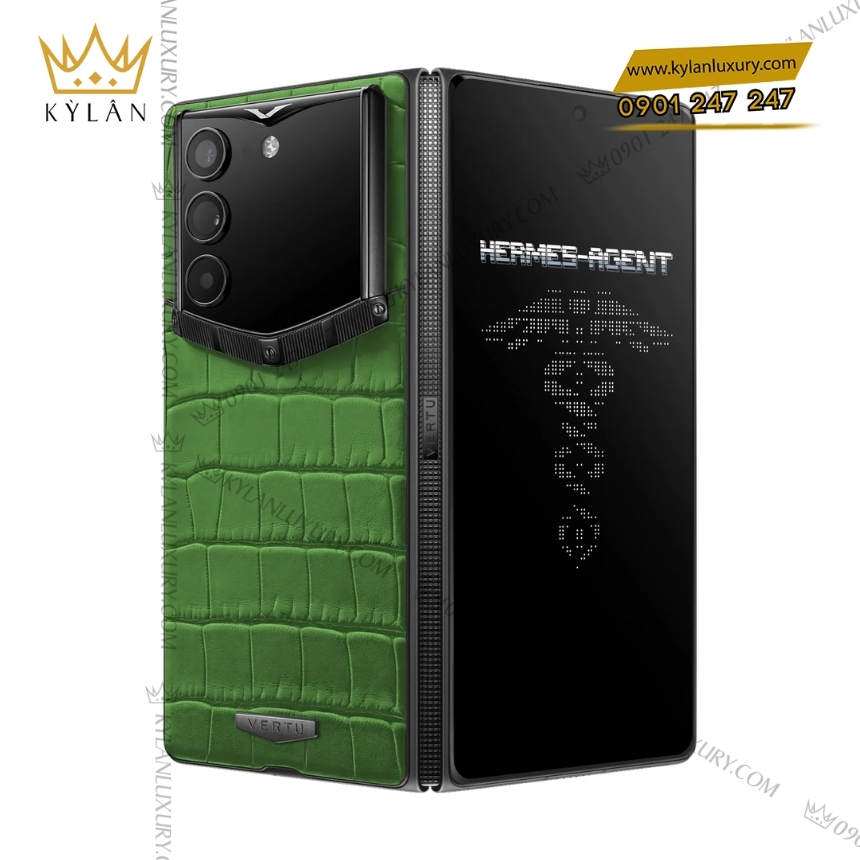 Kỳ Lân Luxury vertu alphafold alligator skin bamboo green 2 Vertu AlphaFold Alligator Skin Bamboo Green 1TB