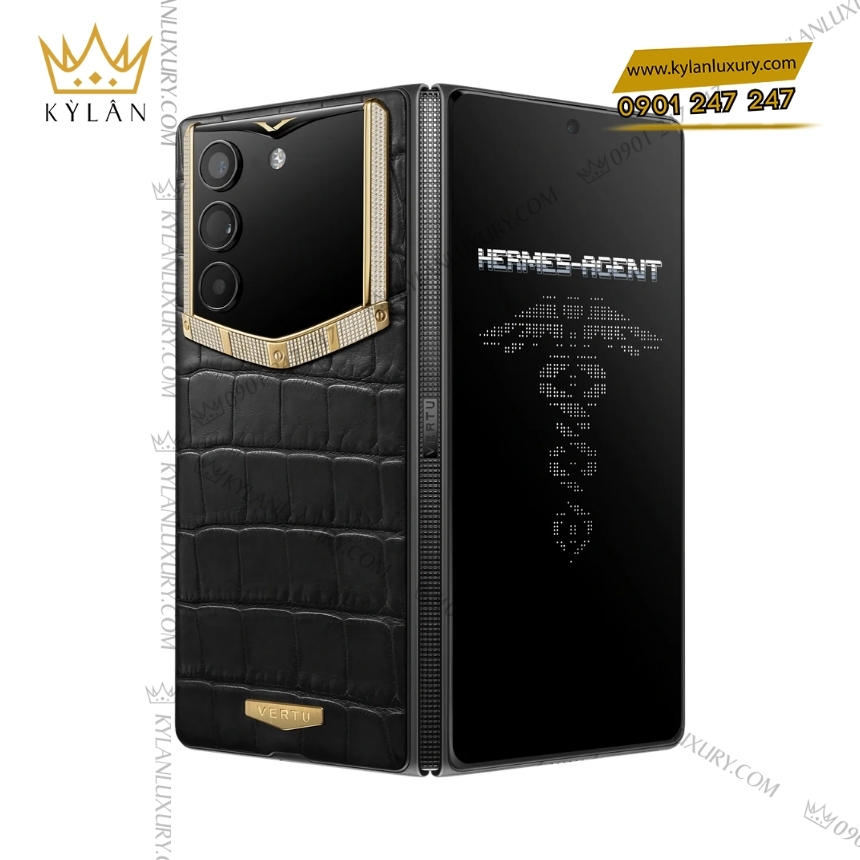 Kỳ Lân Luxury vertu alphafold bespoke alligator skin gold diamond 2 Vertu AlphaFold Bespoke Alligator Skin Gold & Diamond 1TB