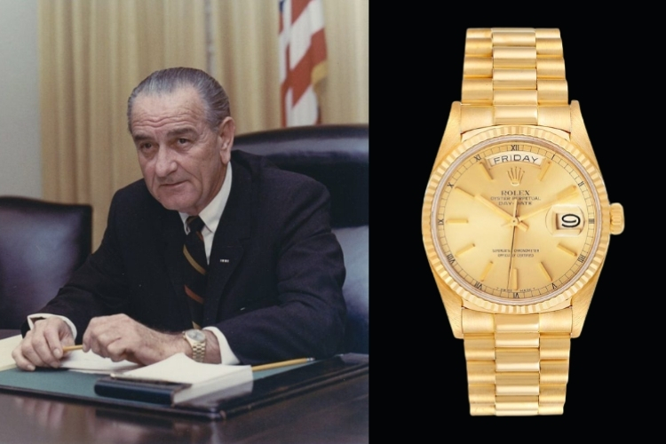 Lyndon B. Johnson là vị nguyên thủ đầu tiên công khai đeo Day Date bằng vàng trong suốt các cuộc họp.