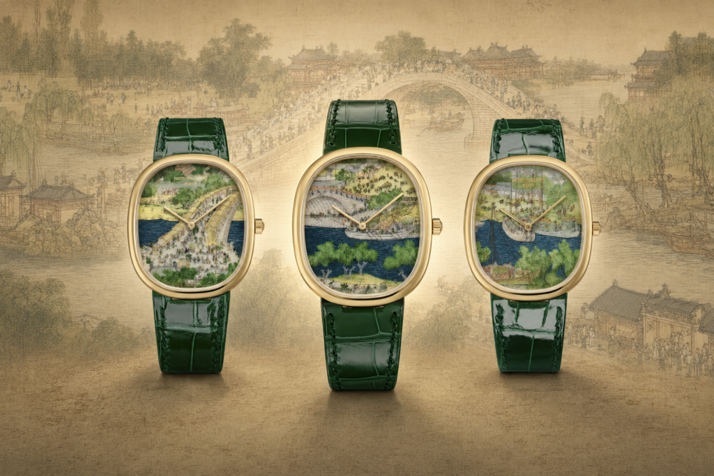 Ba mặt số Patek Philippe Golden Ellipse tái hiện văn hóa Trung Hoa