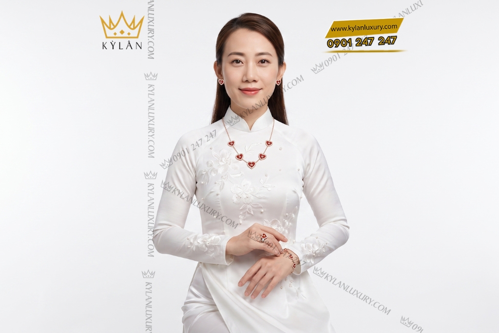 Kỳ Lân Luxury Bo trang suc Viet Nam vang hong dinh kim cuong 8 Bộ trang sức Việt Nam vàng hồng đính kim cương