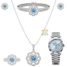 Bộ trang sức kim cương đính đá Topaz