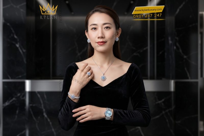 Bộ trang sức kim cương đính đá Topaz