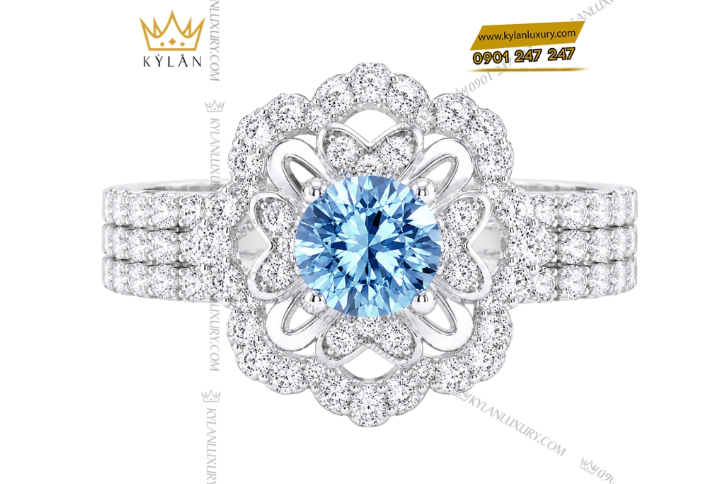 Bộ trang sức kim cương đính đá Topaz 