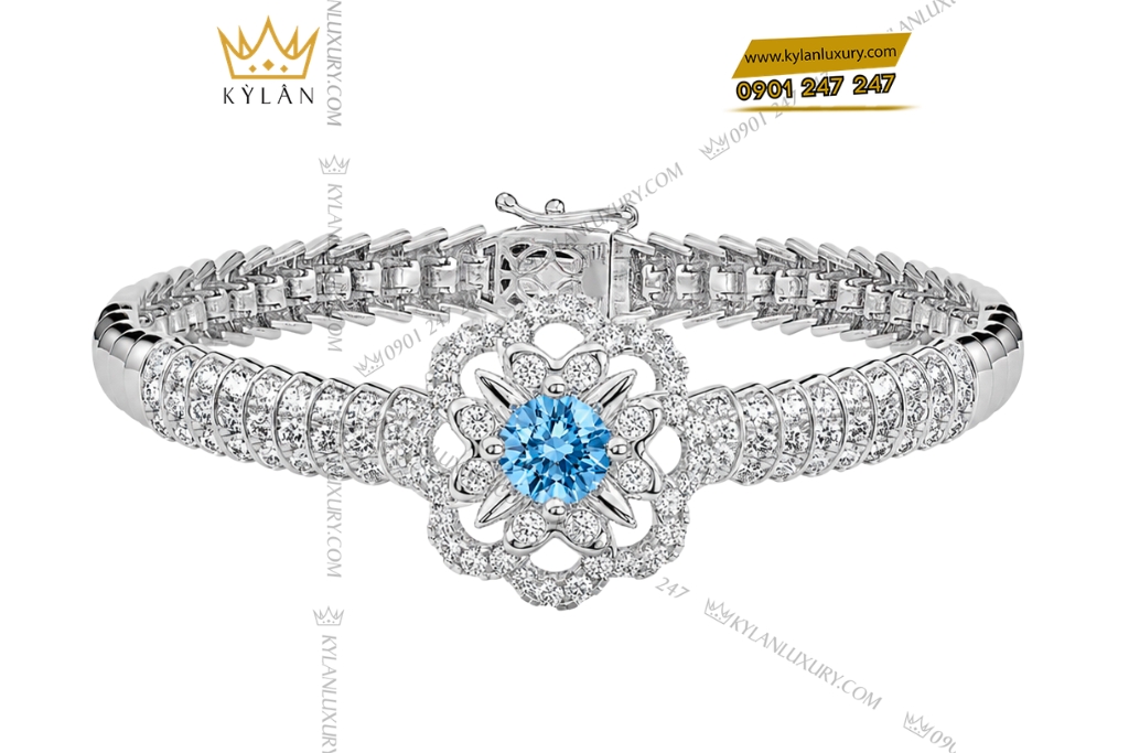 Bộ trang sức kim cương đính đá Topaz 