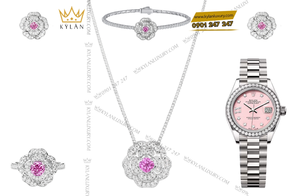 Kỳ Lân Luxury Bo trang suc kim cuong dinh sapphire 1 Bộ trang sức kim cương đính sapphire