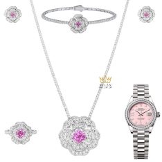 Bộ trang sức kim cương đính sapphire