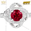Bộ trang sức kim cương đính sapphire đỏ