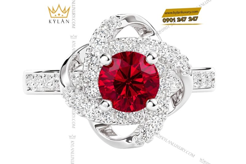 Bộ trang sức kim cương đính sapphire đỏ
