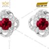 Bộ trang sức kim cương đính sapphire đỏ