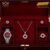 Bộ trang sức kim cương đính sapphire đỏ