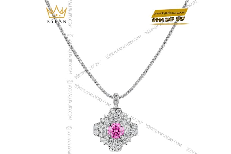 Bộ trang sức kim cương đính sapphire hồng