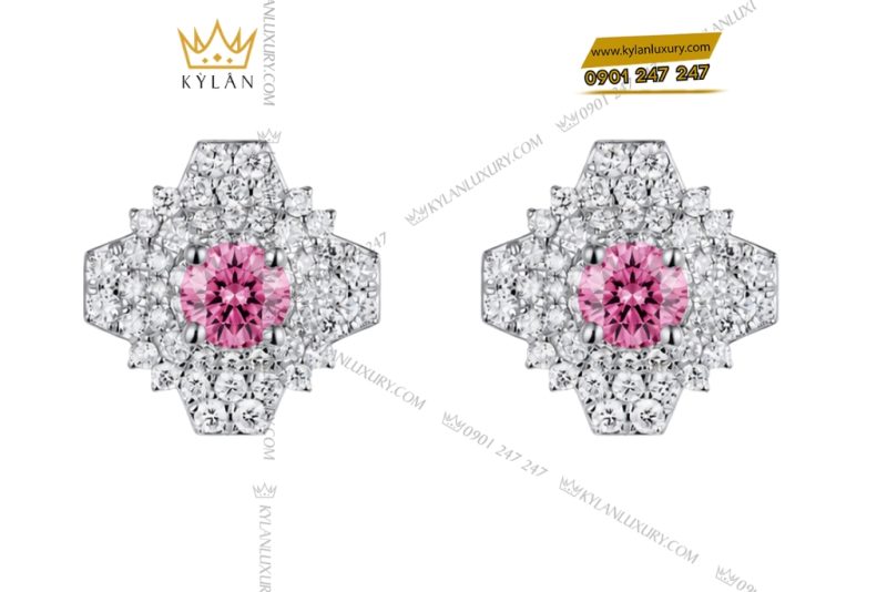 Bộ trang sức kim cương đính sapphire hồng