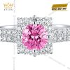 Bộ trang sức kim cương đính sapphire hồng